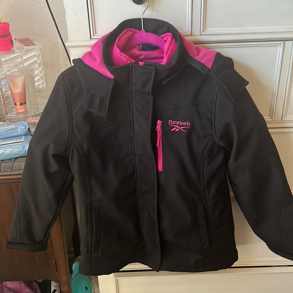 Reebok size large (14) black and pink coat